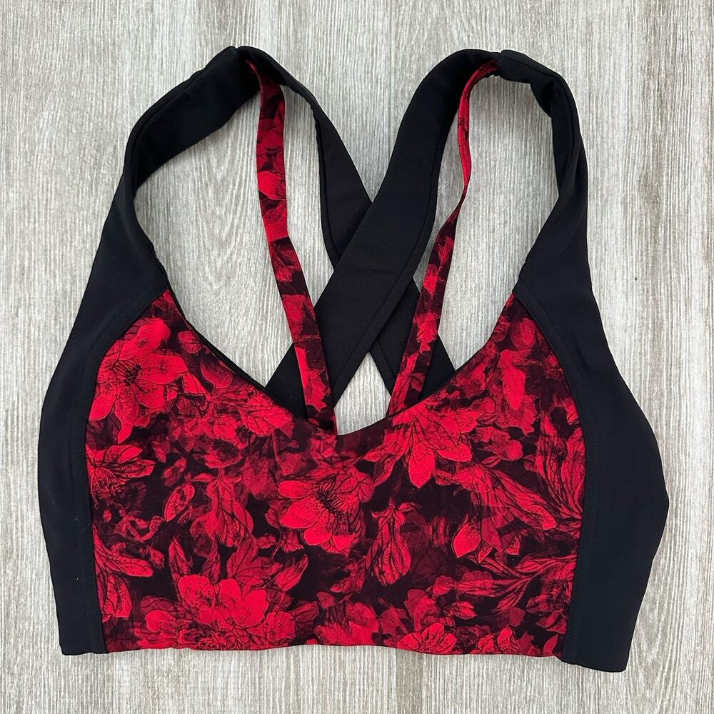 Lululemon Sweat Times Sports Bra Carmine True Red Black Size 4 Great Condition